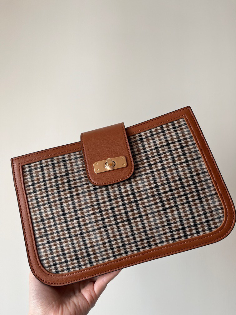 韓牌袋Donkie Truffle Bag Check Brown, 名牌, 手袋及銀包- Carousell