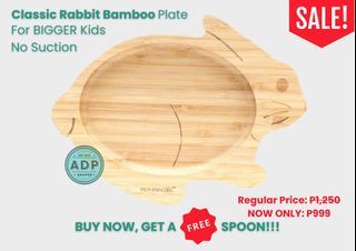 Eco Rascals. - Classic Rabbit Bamboo Plate for BIGGER Kids [No Suction]