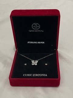 Giani Bernini Sterling Silver Cubic Zircona Butterfly Necklace with Earrings Set