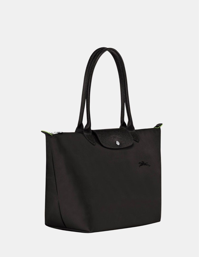 Longchamp Le Pliage Green L Tote Bag Black Recycled Canvas Women s Fashion Bags Wallets Tote Bags on Carousell