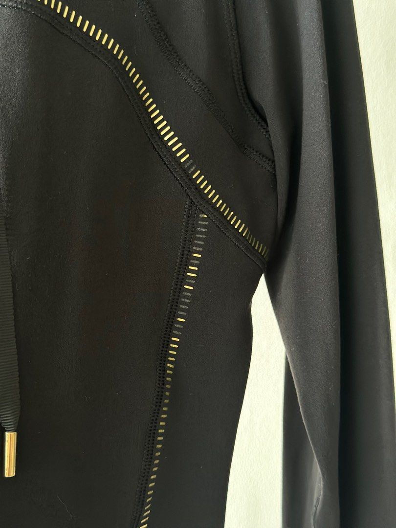 Lululemon Stride Jacket II Heathered Black Gray Gold Size 6