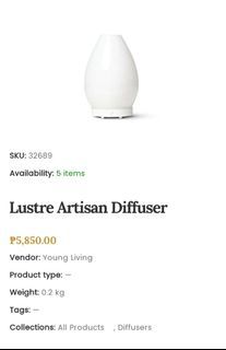 Lustre Artisan Diffuser from YL