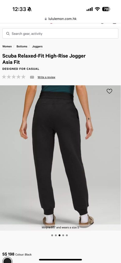 M) Lululemon Scuba Relaxed-Fit High-Rise Jogger Asia Fit, Women's Fashion,  Activewear on Carousell