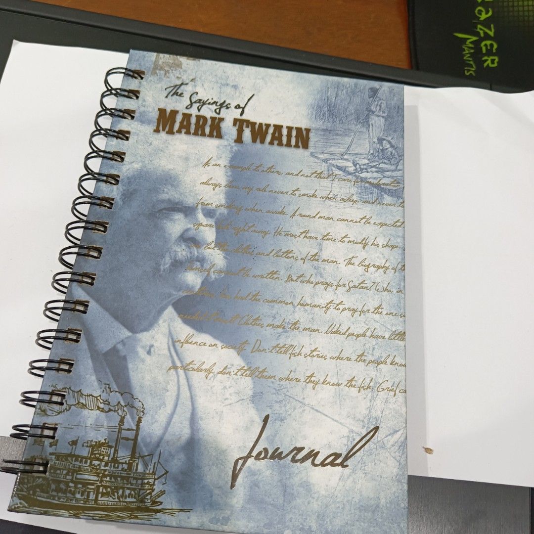 Mark Twain quote notebook (Category: Storybooks) located in Alor Setar. Submitted by 001yw (Listing ID 1293486021, Image 1). Description: Never used. Bought it from a second hand shop Not using it hence letting go..