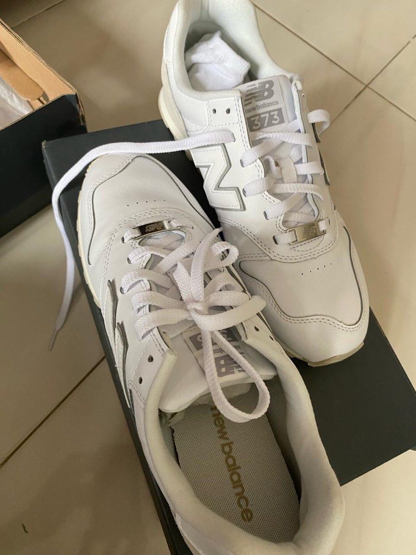 New balance 373 white leather hotsell