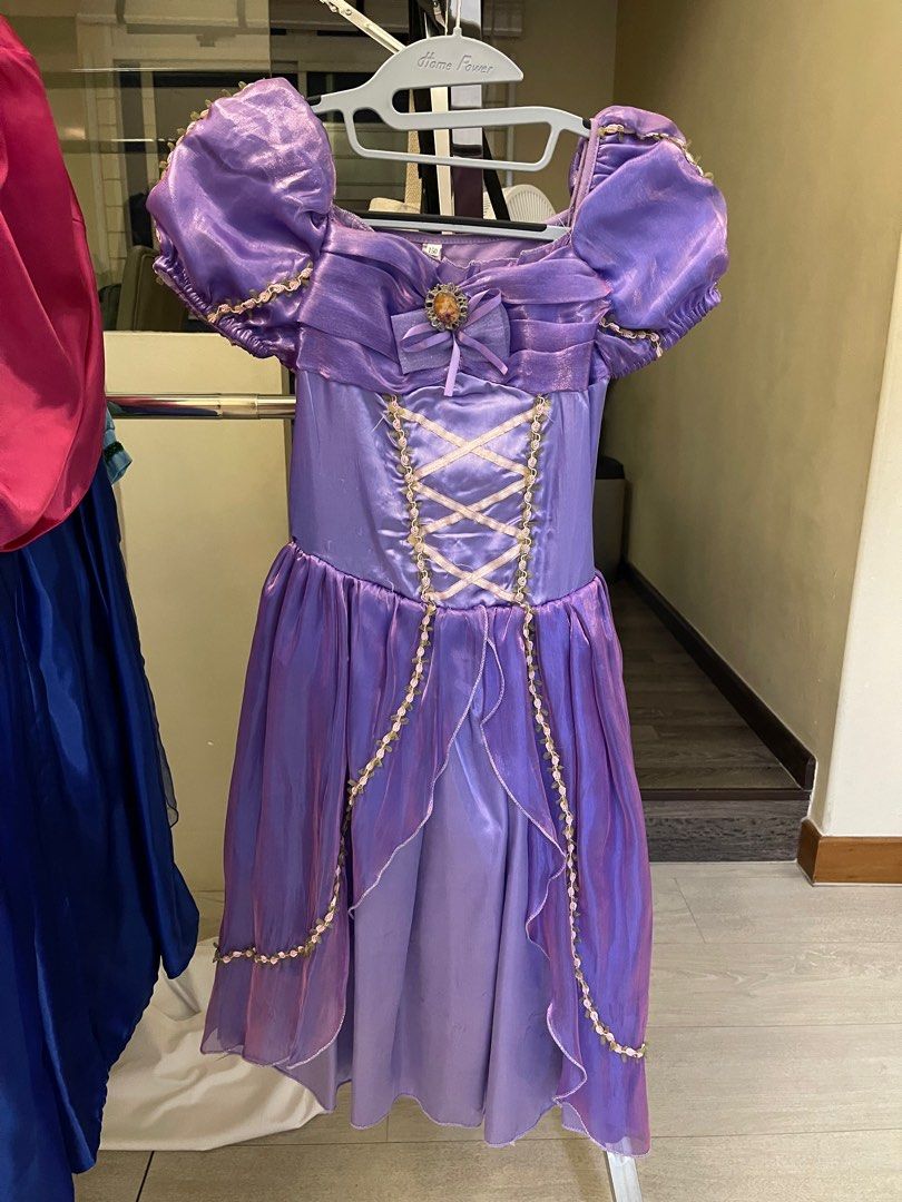 Princess Rapunzel Christmas Halloween Tangled Costume Kids Birthday Lace  Off Shoulder Girls Sofia Dress Up / Size: 150 / Disney