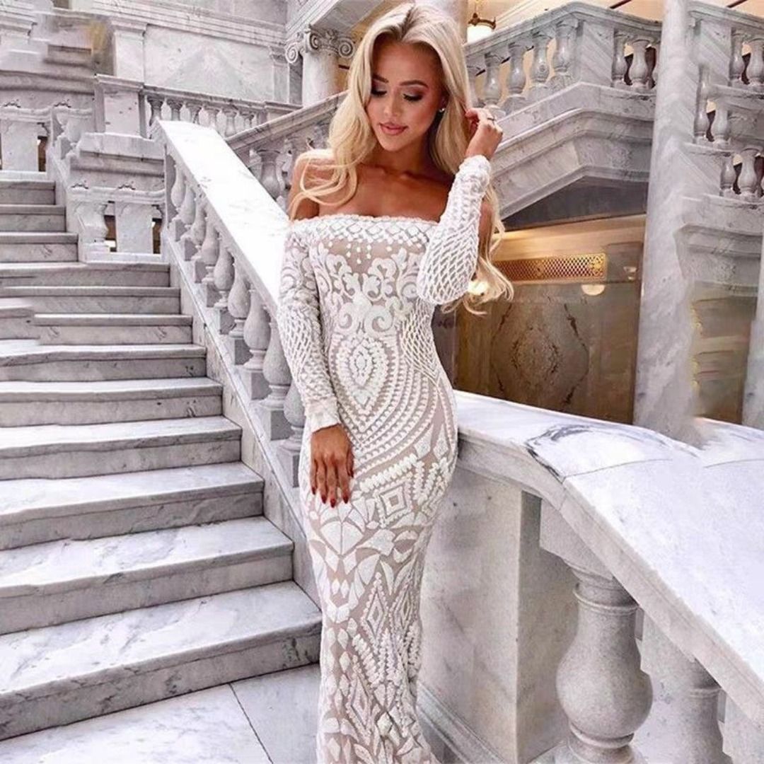 White bodycon prom dress cheap
