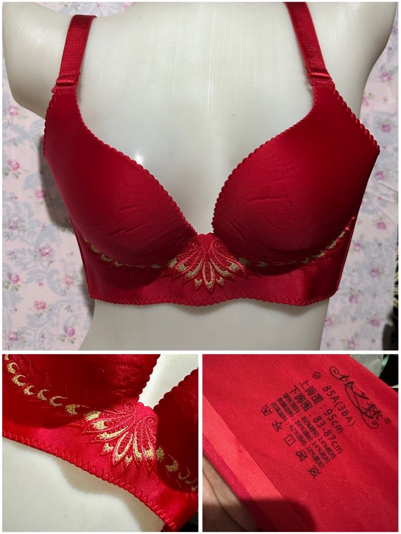 Red Embroidered Push up Bra, Women's Fashion, Undergarments