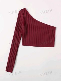 Red venus rib knit top