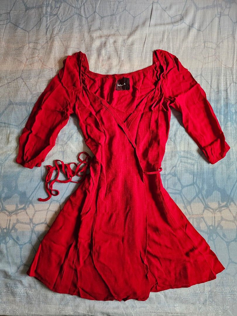 Reformation red wrap dress on sale