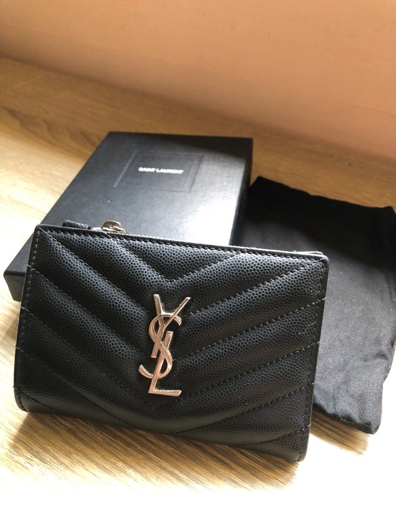Saint Laurent Monogram Zippered Two Part Wallet Women s Fashion Bags Wallets Wallets Card Holders on Carousell