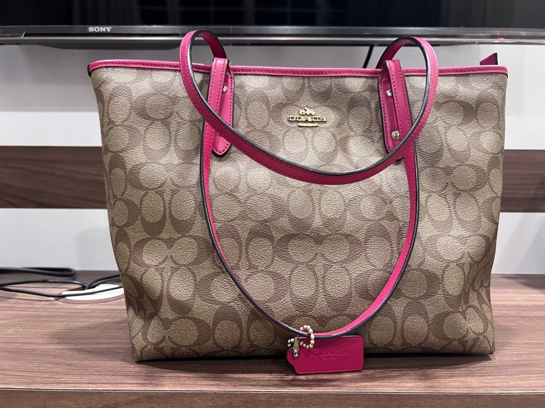 Sale Pink coach tote hot Luxury Bags Wallets on Carousell