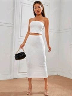SHEIN SEXY TEXTURED TUBE TOP AND LONG SKIRT COORDS
