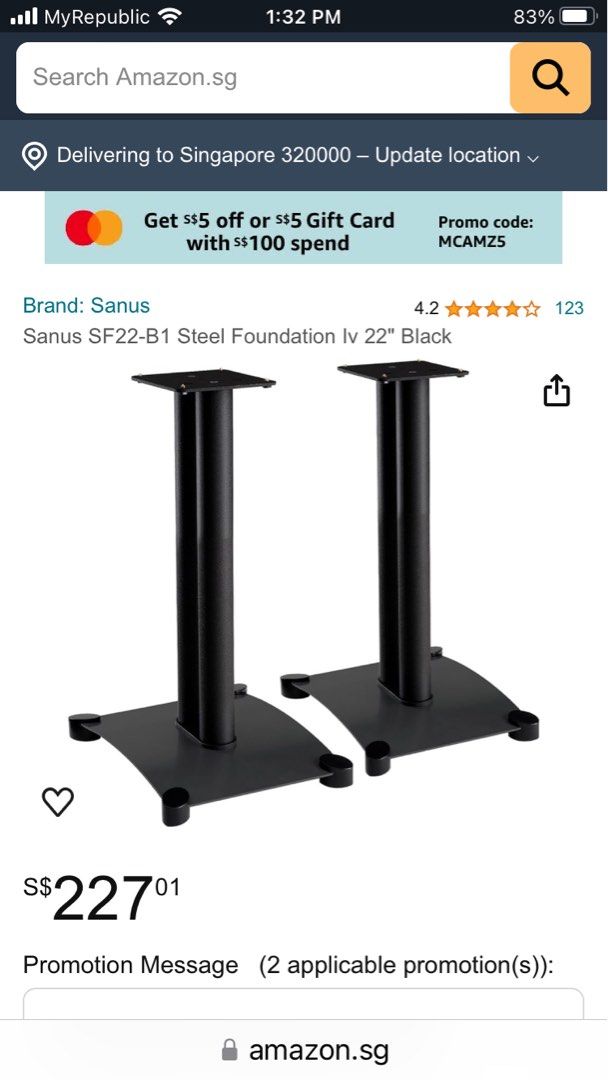 Speaker stand Sanus SF22