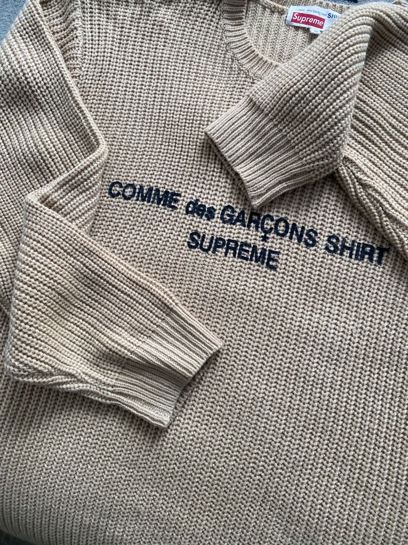 Supreme comme des garcons shirt hotsell sweater tan