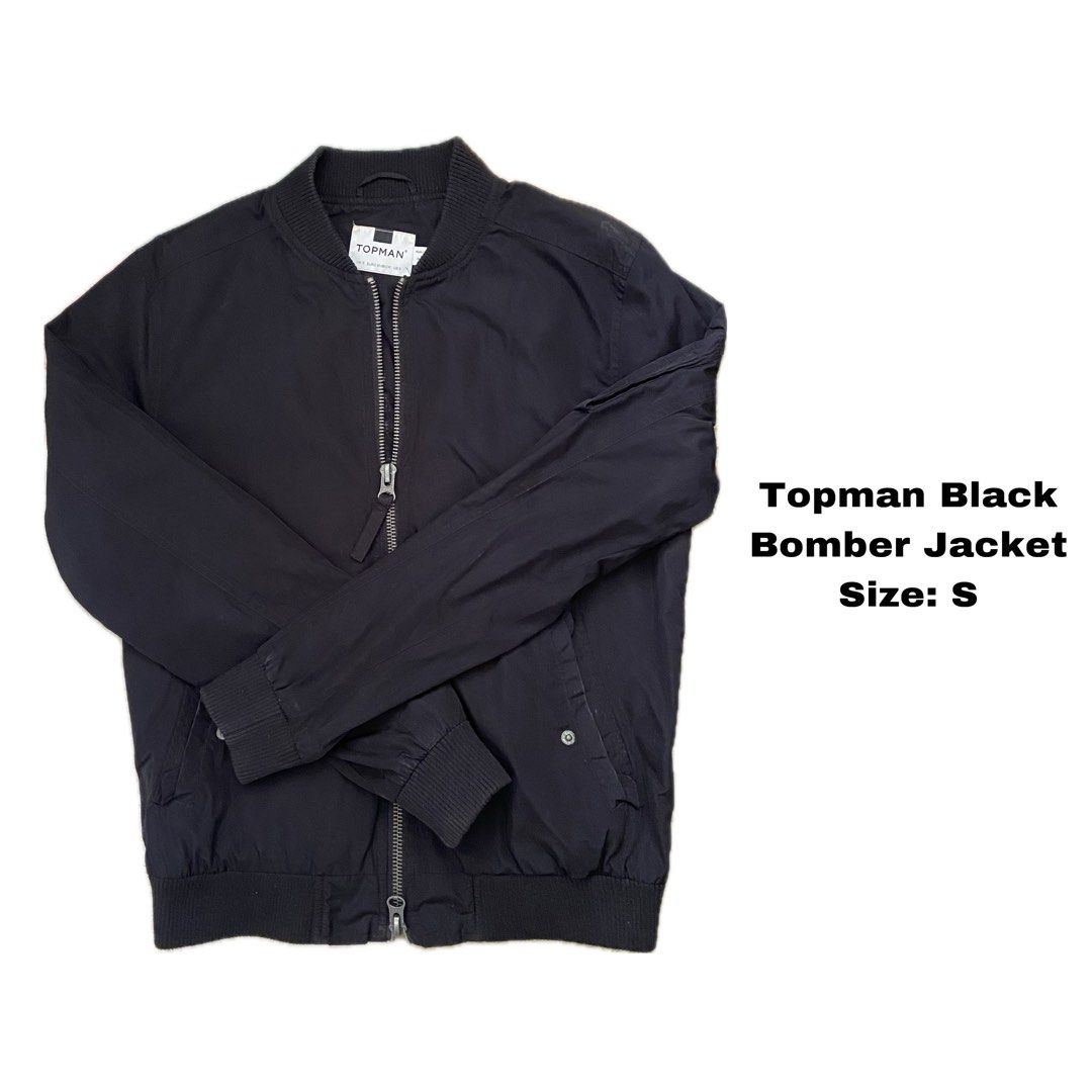 Topman Black Bomber Jacket Men s Fashion Coats Jackets and Outerwear on Carousell