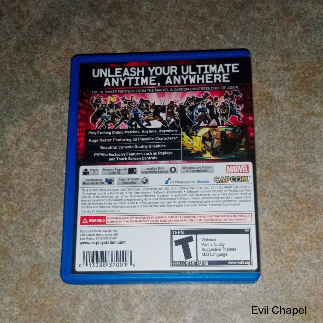 Ultimate Marvel Vs. Capcom 3 PS VITA R1 (Category: PlayStation) located in Mandaluyong City. Submitted by evilchapel (Listing ID 1293548517, Image 2). Description: FS: Ultimate Marvel Vs. Capcom 3 PS VITA R1 Payment: Bank Transfer, Meetup Meetups: SM Megamall (mornings only) .