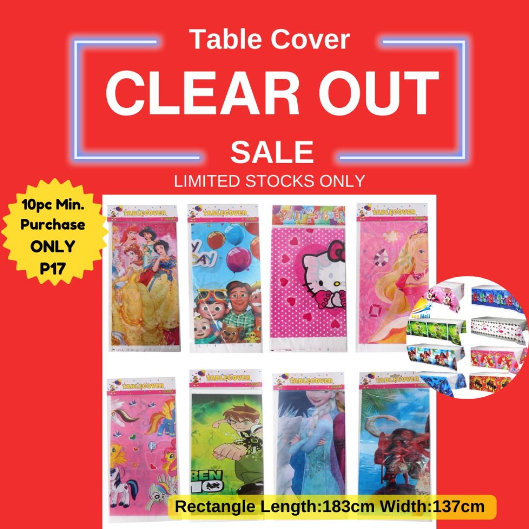 Water Proof Table Cover Character (Category: Table Linen & Textiles) located in Manila. Submitted by zen_kassandra (Listing ID 1293544558, Image 1). Description: CLEAR OUT SALE TABLE COVER MINIMUM PURCHASE 10PCS ABOVE *limited stocks only -CASH ON DELIVERY 💸 MOP: • GCash • Bank transfer 🚛 MOD: • J&T (direct) • Shop pick up • Lalamove (same day delivery).