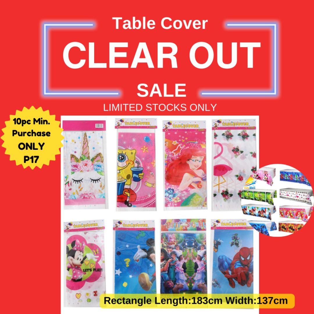 Water Proof Table Cover Character (Category: Table Linen & Textiles) located in Manila. Submitted by zen_kassandra (Listing ID 1293544558, Image 2). Description: CLEAR OUT SALE TABLE COVER MINIMUM PURCHASE 10PCS ABOVE *limited stocks only -CASH ON DELIVERY 💸 MOP: • GCash • Bank transfer 🚛 MOD: • J&T (direct) • Shop pick up • Lalamove (same day delivery).