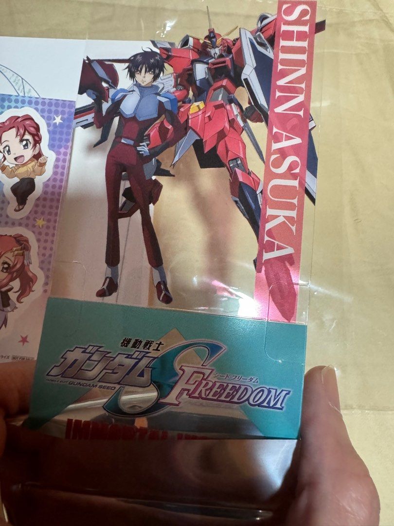 WTT Gundam Seed Freedom movie Shinn stand for Kira or Athrun stand (Category: Toy Figures) located in Singapore. Submitted by taykcd (Listing ID 1293503337, Image 1). Description: Want to trade my Shinn plastic stand from the movie with either Kira or Athrun.