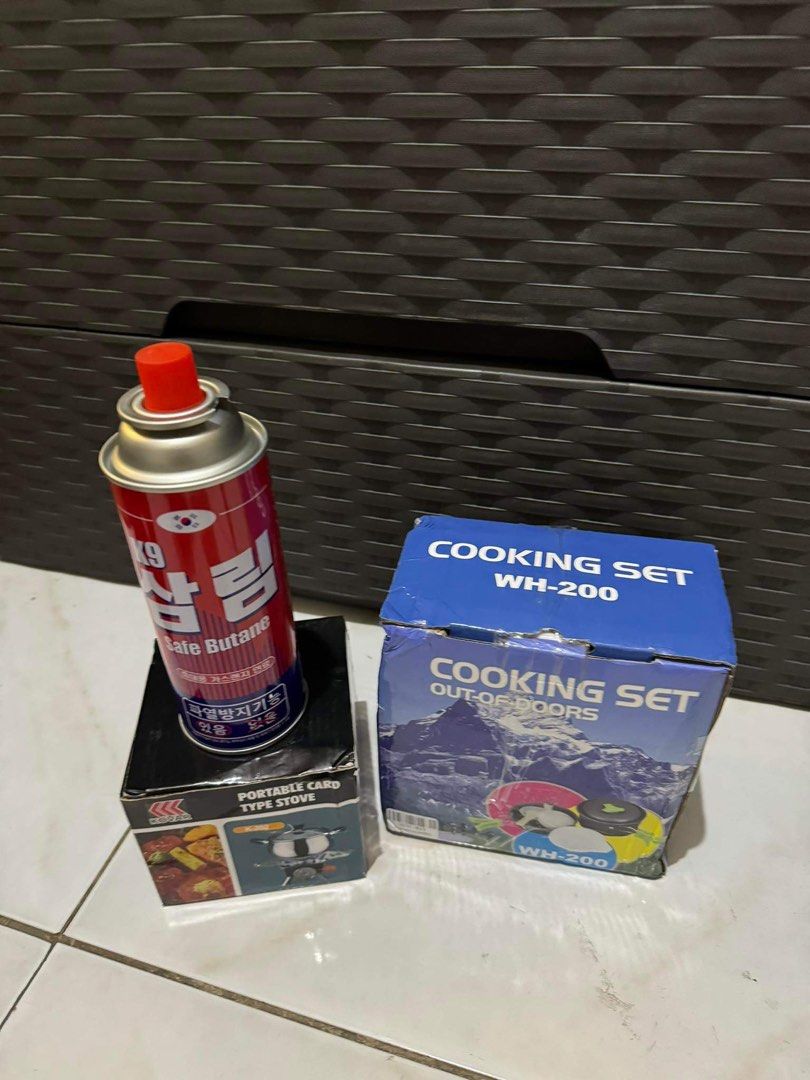 Basic Camping Cookware Set (Category: Cookware & Accessories) located in Makati City. Submitted by apricooutdoors (Listing ID 1293637590, Image 1). Description: Camping cookset inclusion: Basic cookset Mini Stove Butane.