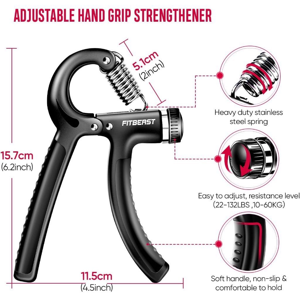 Upgrade Grip Strength Trainer,Hand Grip Strengthener, Adjustable Resistance  22-132Lbs (10-60kg), Non-Slip Gripper, Perfect for Musicians Athletes and