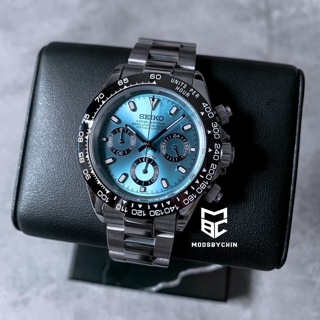 BUILD] Seiko Cosmograph Daytona Tiffany Blue Silver Mod, Men's