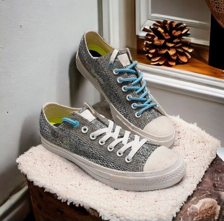 CONVERSE CHUCK TAYLOR ALL STAR WITH LUNARLON INSOLE VERY COMFY Converse CTAS II OX 155732C Men White Vaporous Gray Cyan Shoes Size 8.5