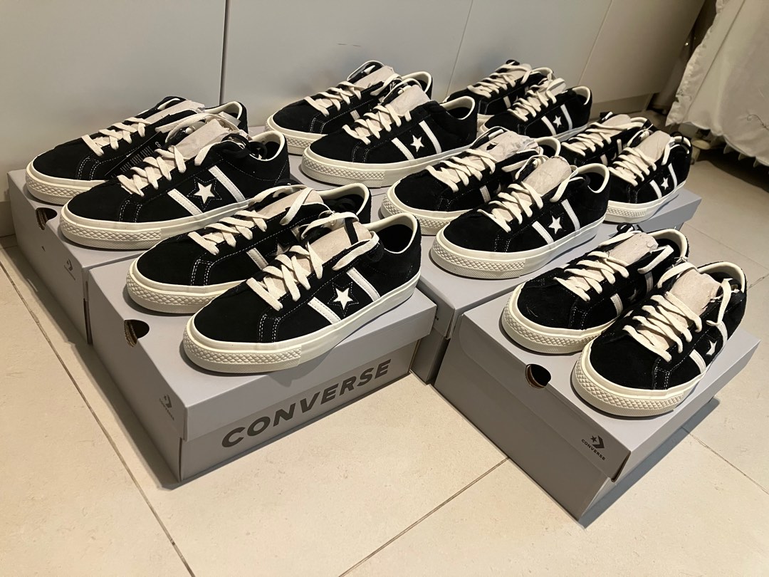 CONVERSE ONE STAR ACADEMY PRO SUEDE LOW TOP BLACK EGRET BLACK Size US8 8.5 9 9.5 10 11.5 12 Addict Jack star Carousell