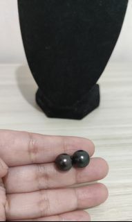earrings tahitian black south sea pearl in 18k yg stud