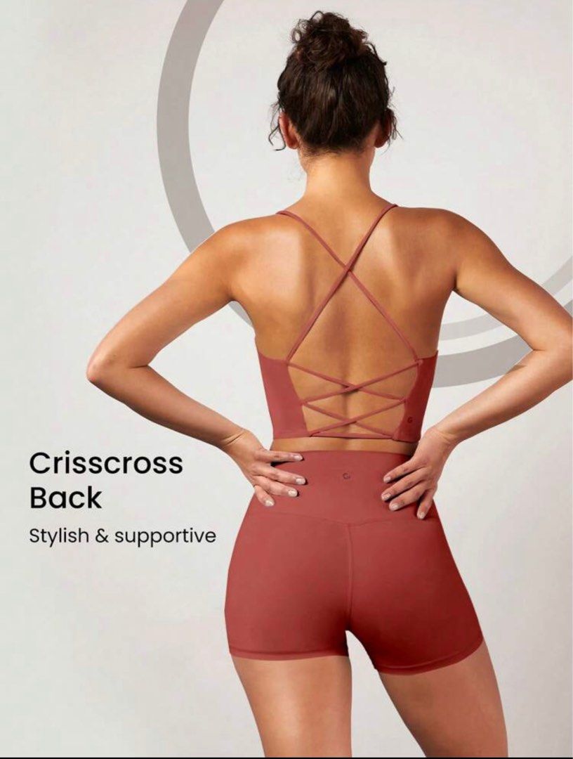 Feather fit criss cross back sports bra, Women's Fashion, Activewear on  Carousell