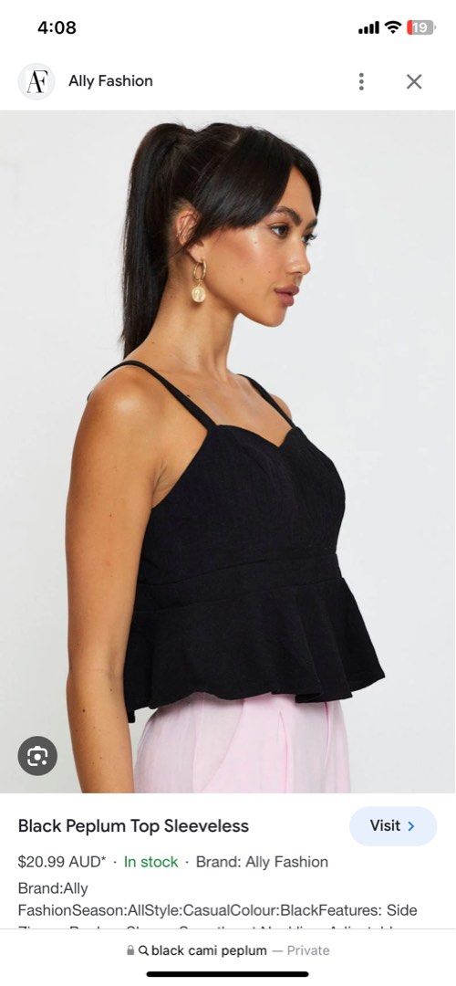 black peplum cami