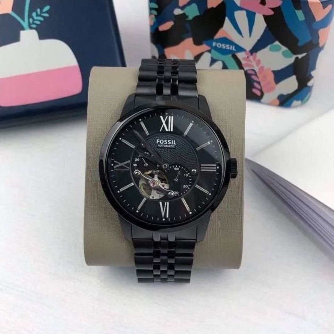 Fossil watches black metal online