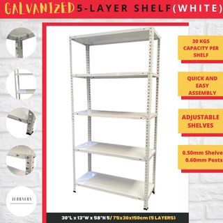 Galvanized 5-Layer Shelf (White)