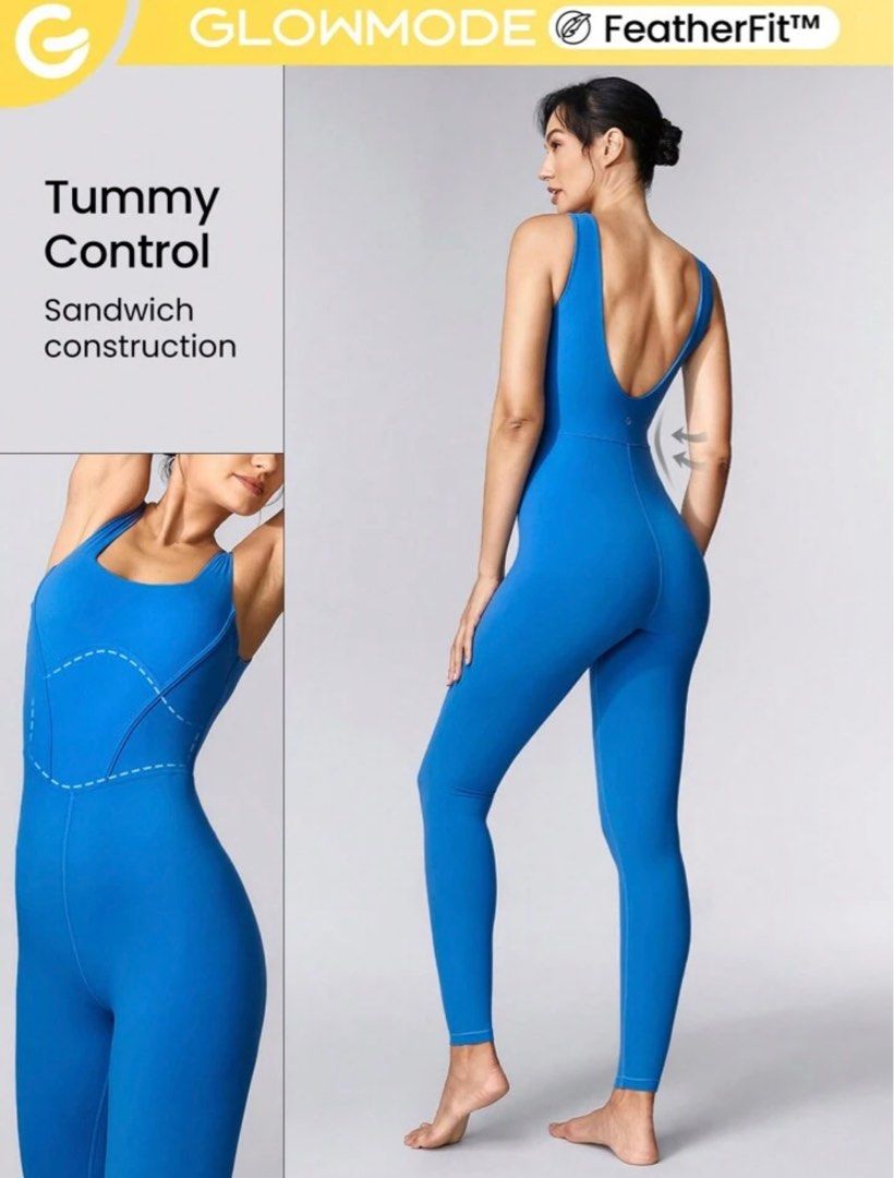 GLOWMODE FeatherFit™ Cross Back Tummy Control Shapewear Jumpsuit