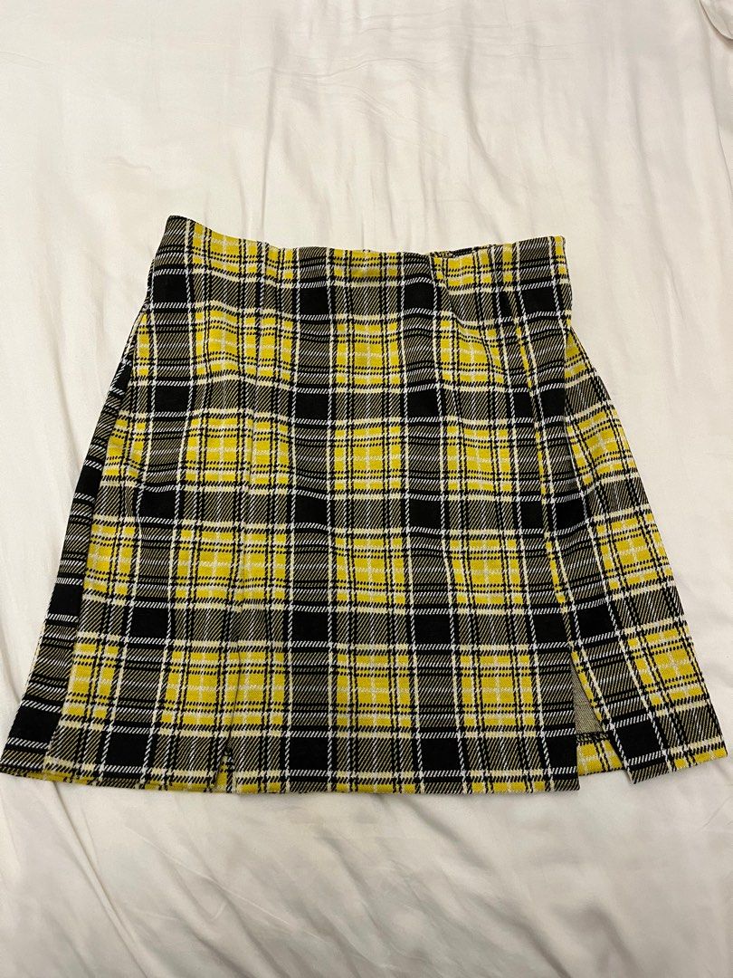 Yellow plaid skirt hollister sale