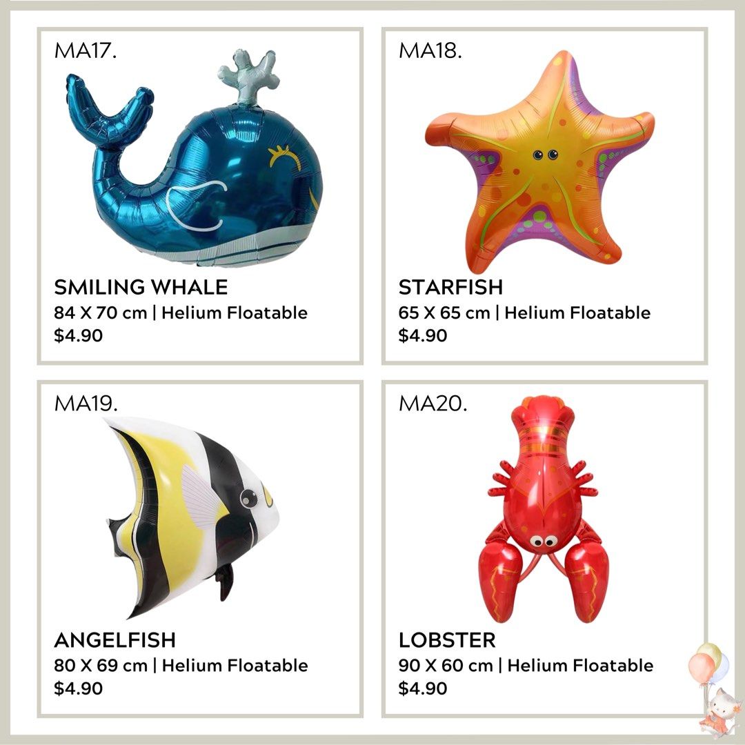 In Stock> Large Fish Foil Balloon / Fish Octopus Starfish Lobster Seahorse  Nemo Dory Shark Crab Dolphin Whale Anglerfish Sea Marine Ocean Theme / Happy  Birthday Party Event Decoration / 10 For
