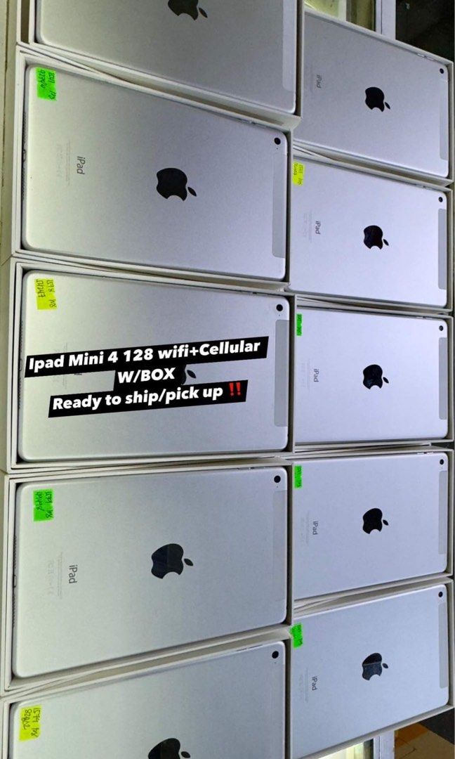 IPAD MiNi 4 128GB Wifi + Cellular (Category: iPad) located in Manila. Submitted by TekiCashGadgetsph (Listing ID 1293632176, Image 1). Description: NOW AVAILABLE ‼️ _IPAD MiNi 4 128GB Wifi + Cellular Color; Silver-White With 12W charger ✔️ ALL SMOOTH 👍🏻 Grab yours now!.
