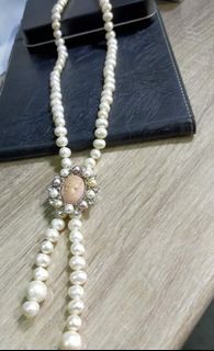 Long necklace fresh water pearl high quality with brooch design