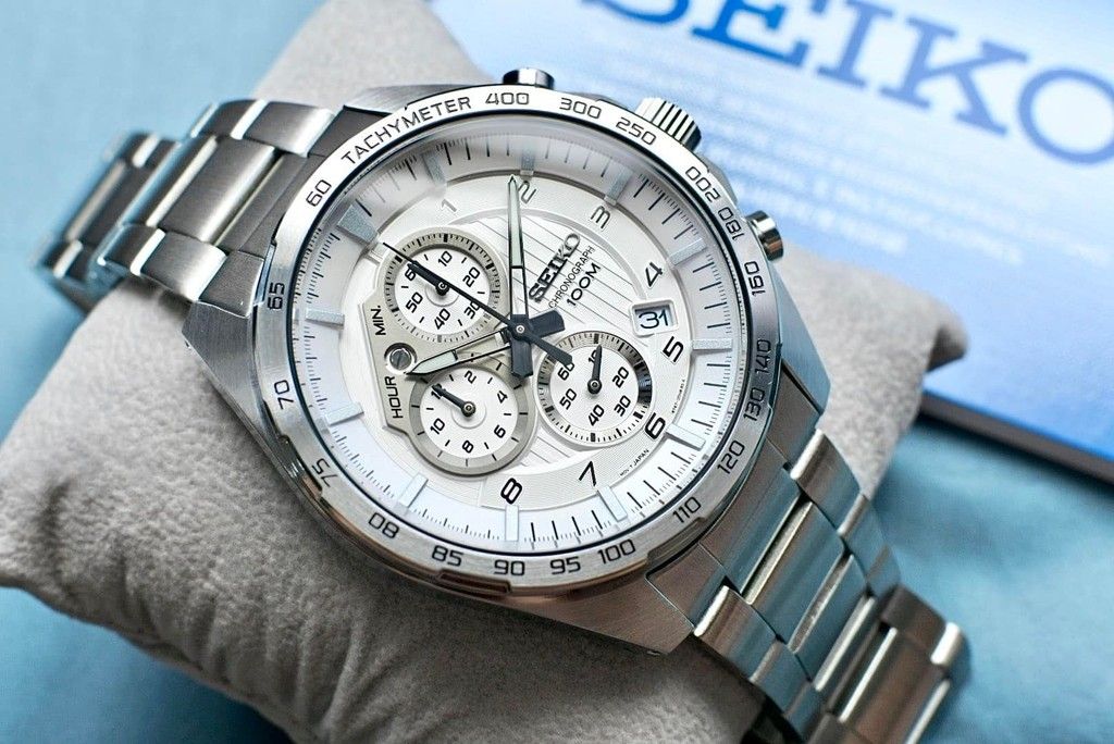 Lowest Price Seiko SSB317 Men s Chronograph Tachymeter White Dial Stainless Steel Watch ssb317 ssb317p ssb317p1 Birthday gift birthday seiko BRAND