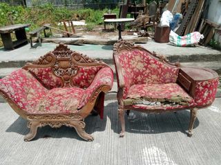Old Victorian Telephone bench & Cleopatra chair