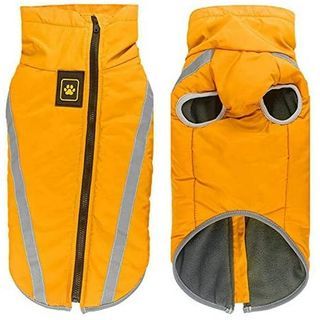Original USA 🇺🇸  Waterproof Dog Coat Warm Winter Jacket, Windproof Pet Clothes Dog Jacket with Harness Hole Yellow (XL)
