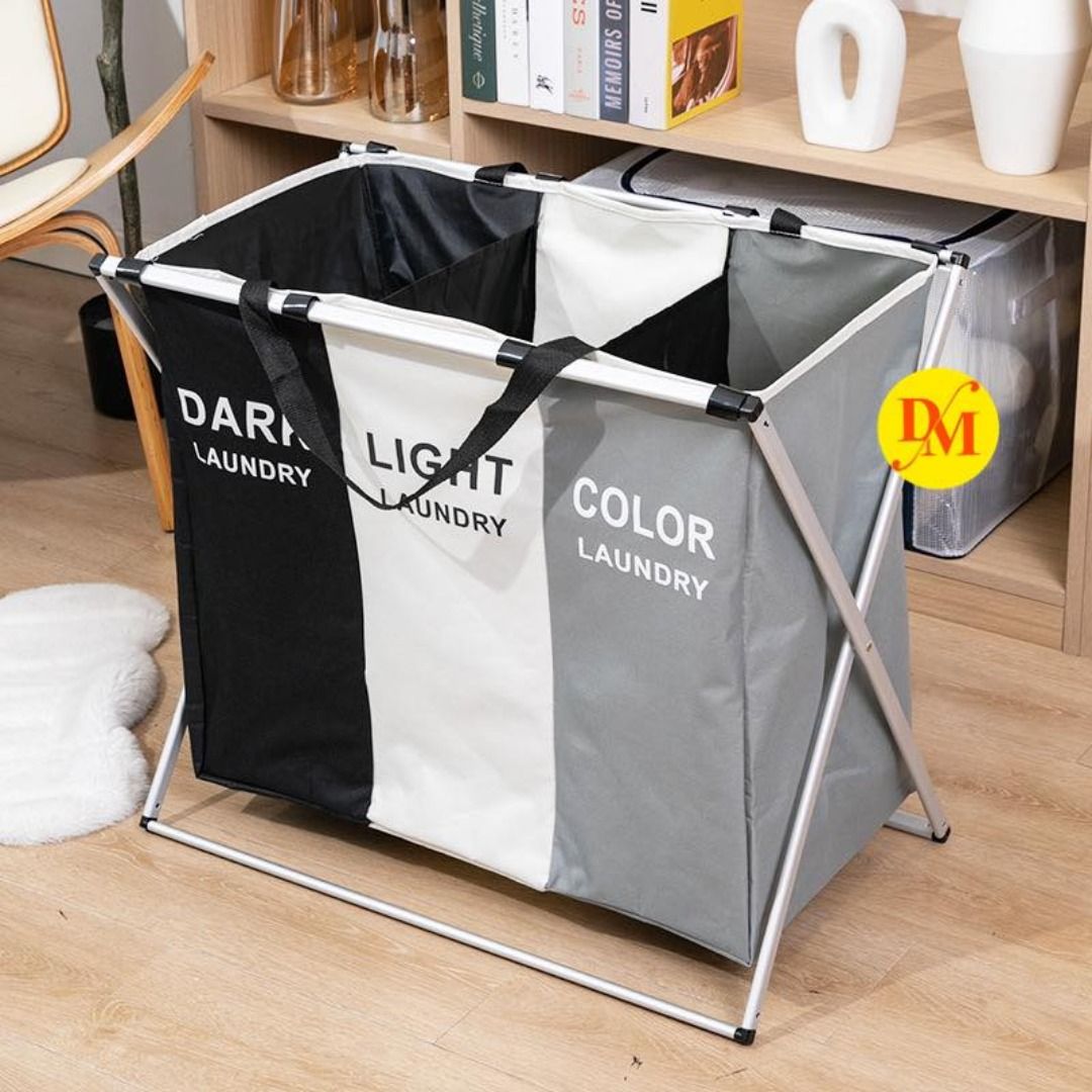 Oxford Laundry Bag (Category: Laundry Baskets) located in Quezon City. Submitted by magicgerry (Listing ID 1293560050, Image 2). Description: Oxford Laundry Bag (P700.00) > 3-Compartment Foldable Oxford Laundry Bag Storage Organizer with Metal Legs .