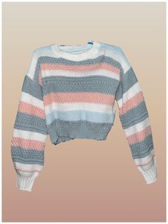 Pastel Stripes Colorful fluffy sweater women