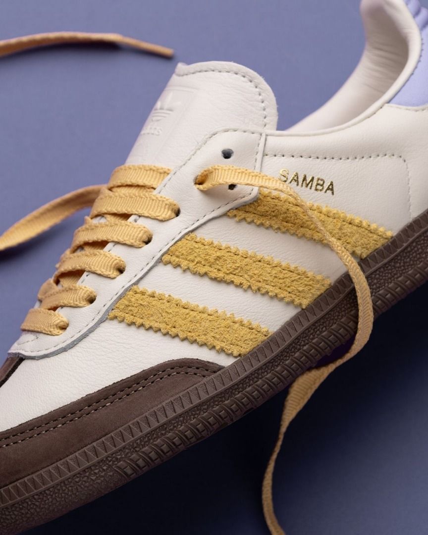 adidas gazelle silver green womens Adidas Women's Samba OG Off White / Oat / Violet Tone Low Top Sneakers