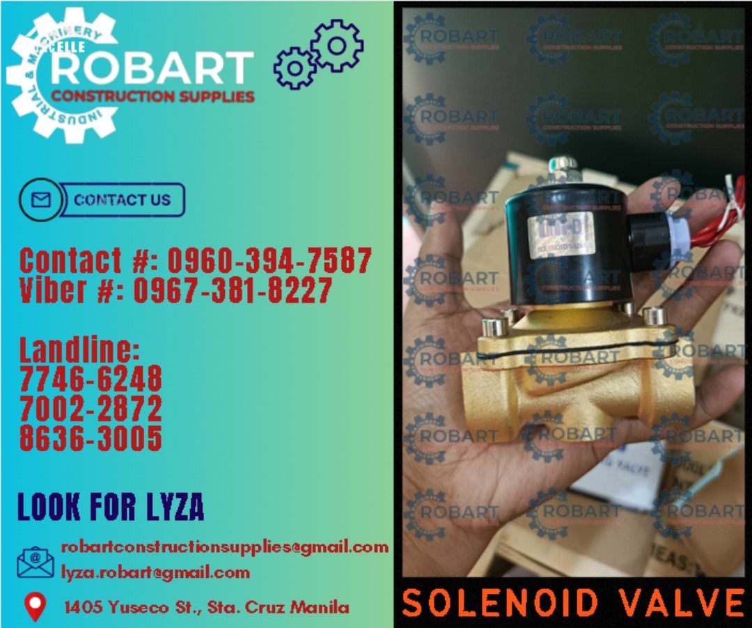 Solenoid Valve (Category: Construction Tools & Equipment) located in Manila. Submitted by lyzarobart1999 (Listing ID 1293580521, Image 1). Description: Solenoid Valve Model: UW-25 Size: 1 𝐒𝐄𝐍𝐃 𝐔𝐒 𝐌𝐄𝐒𝐒𝐀𝐆𝐄 𝐅𝐎𝐑 𝐈𝐍𝐐𝐔𝐈𝐑𝐈𝐄𝐒 ‼️ 0 9 6 7 3 8 1 8 2 2 7 0 9 6 0 3 9 4 7 5 8 7 𝐋𝐚𝐧𝐝𝐥𝐢𝐧𝐞 𝐍𝐮𝐦𝐛𝐞𝐫𝐬: 𝟕 𝟕 𝟒 𝟔 - 𝟔 𝟐 𝟒 𝟖 / 𝟕 𝟎 𝟎 𝟐 - 𝟐 𝟖 𝟕 𝟐 / 𝟖 𝟔 𝟑 𝟔 - 𝟑 𝟎 𝟎 𝟓 𝐋𝐎𝐎𝐊 𝐅𝐎𝐑 𝐋𝐘𝐙𝐀 𝘌𝘮𝘢𝘪𝘭: 𝘳𝘰𝘣𝘢