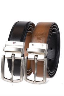 Tommy Hilfiger TH Men's Reversible Reversible Black/Brown Buckle Belt. Size: 32