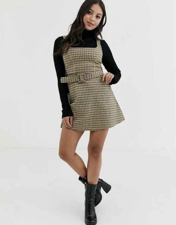 Tartan pinafore shop dress topshop