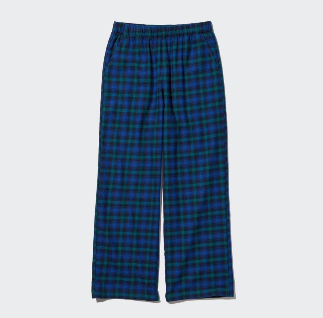 UNIQLO Flannel Pants Blue Green Checkered Long Pants, Women's Fashion,  Bottoms, Other Bottoms on Carousell