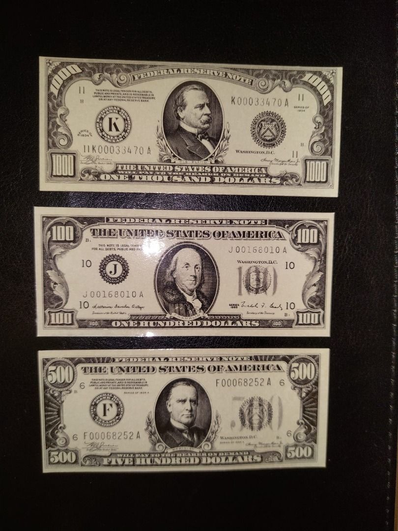 US Hundred $1,000, $500, $100 magnet bill money board fridge refrigerator  souvenir 逼真美元$1,000, $500, $100 美元磁鐵鈔票錢板冰箱冰箱紀念品, 興趣及遊戲, 收藏品及紀念品, 郵票及印刷品-  Carousell
